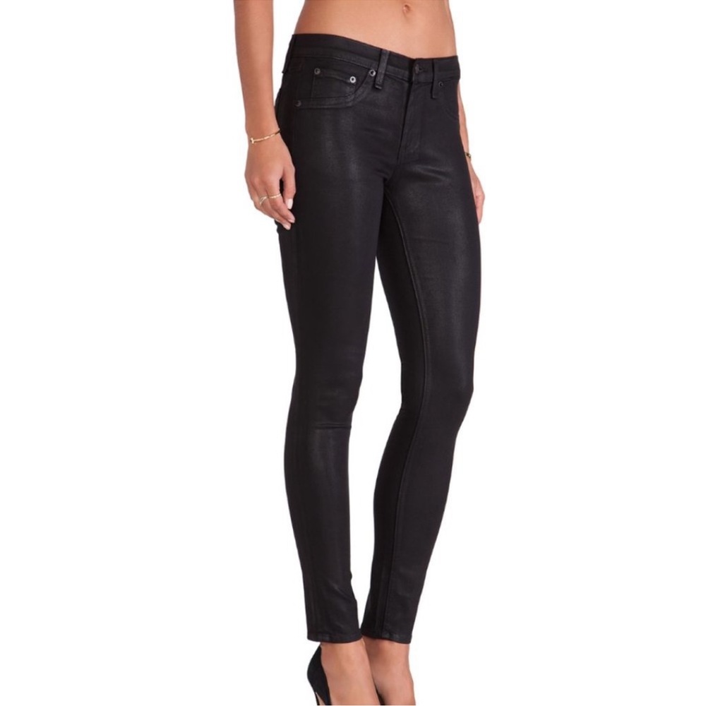 Rag & Bone Jeans The Legging Coated Black Denim Jeans Size 27